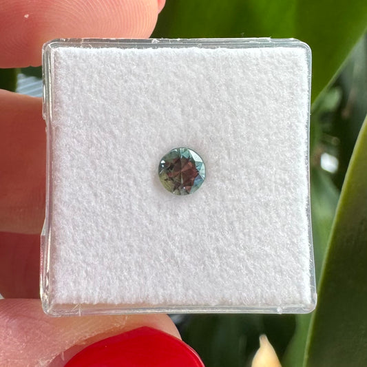 Saphir, Petrol, Rund, 0,46 ct, 4,5x4,5x3,1 mm