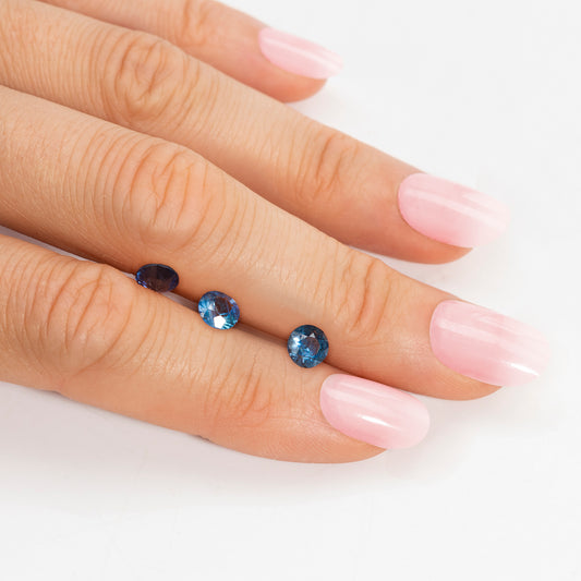 Saphir, Petrol-Blau, Rund, 0,32 ct., 3,8-4,0 mm